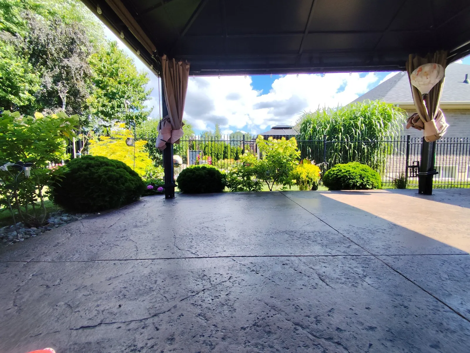 Freshly poured stamped concrete patio in Tillsonburg